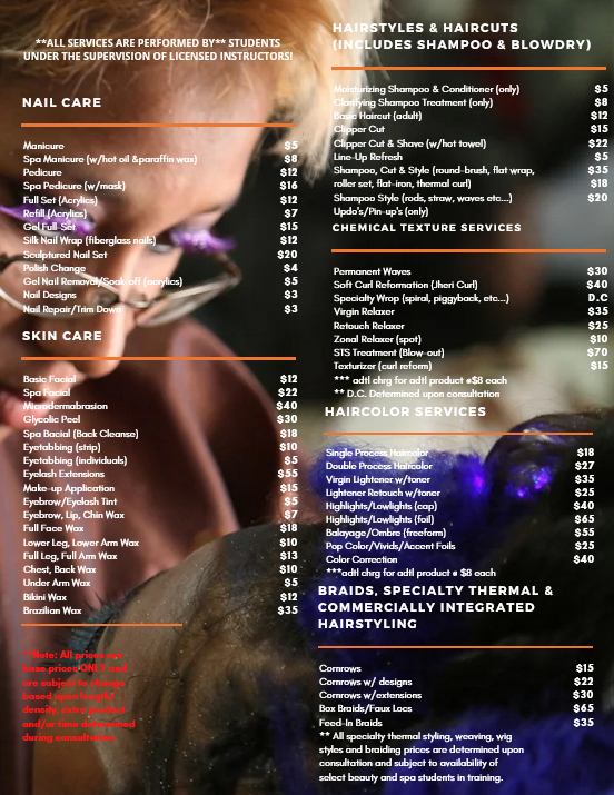 hair styles and hair cuts skin care chemical texture hair color specialty services